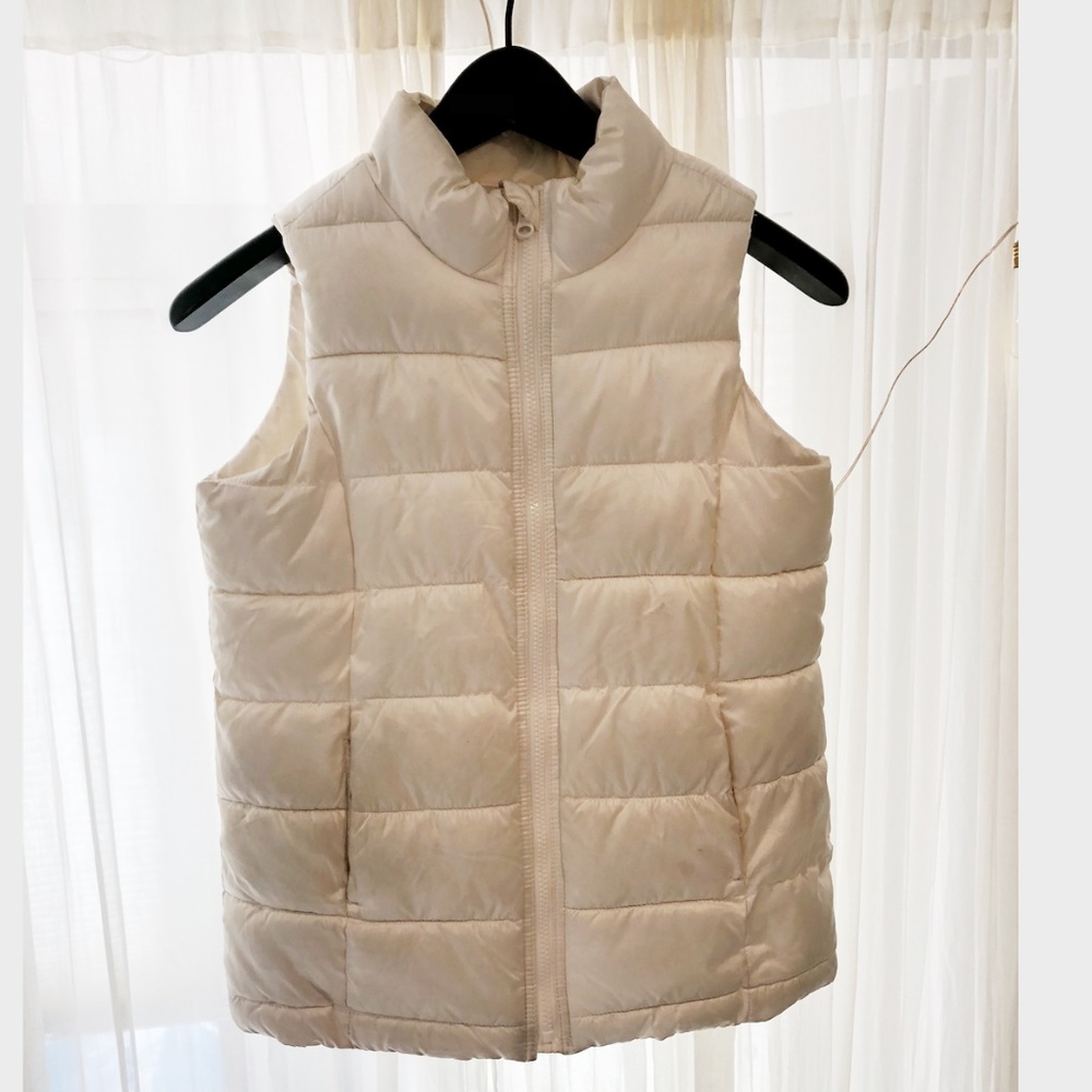 Kids Cream White Warm Winter Puffy Vest